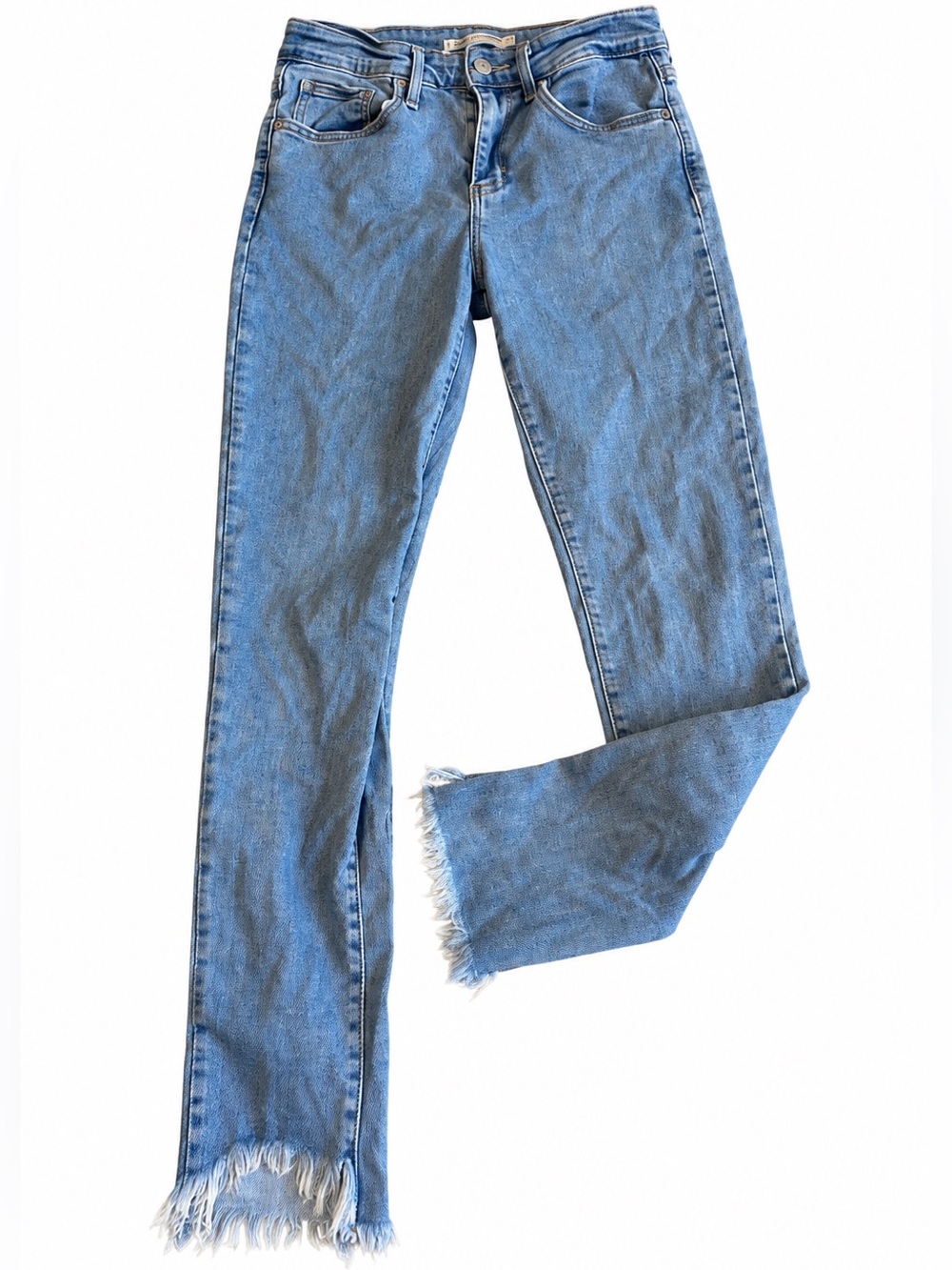 Levi's Classic Blue high rise Skinny Jeans with Frayed Hem